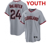 Youth cleveland guardians #24 chase delauter gray cool base limited stitched baseball jersey