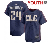 Youth cleveland guardians #24 chase delauter navy 2024 city connect limited stitched jersey