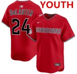 Youth cleveland guardians #24 chase delauter red cool base stitched baseball jersey