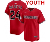 Youth cleveland guardians #24 chase delauter red cool base stitched baseball jersey