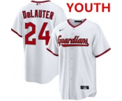 Youth cleveland guardians #24 chase delauter white cool base limited stitched baseball jersey