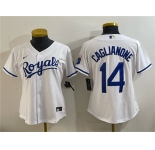 Women's Kansas City Royals #14 Jac Caglianone White Cool Base Stitched Baseball Jersey