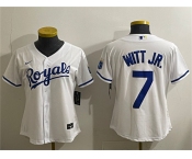 Women's Kansas City Royals #7 Bobby Witt Jr. White Cool Base Stitched Jersey