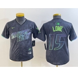 Youth Tampa Bay Rays #15 Josh Lowe Charcoal 2024 City Connect Limited Stitched Jersey