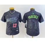 Youth Tampa Bay Rays #17 Isaac Paredes Charcoal 2024 City Connect Limited Cool Base Jerseys