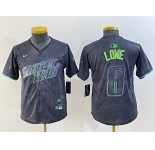 Youth Tampa Bay Rays #8 Brandon Lowe Charcoal 2024 City Connect Limited Cool Base Jersey