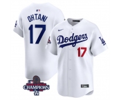 Men's Los Angeles Dodgers #17 Shohei Ohtani White 2024 World Series Champions Home Limited Stitched Baseball Jersey