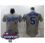 Youth Nike Los Angeles Dodgers Freddie Freeman #5 Gray Flex Base 2024 World Series Champions Stitched MLB Jersey