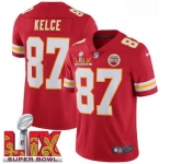 Men Kansas City Chiefs Travis Kelce #87 Red 2024-2025 Super Bowl LIX F U S E Stitched Jersey