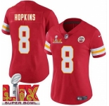 Women Kansas City Chiefs DeAndre Hopkins #8 Red 2024-202 Super Bowl LIX F U S E Stitched NFL Jersey