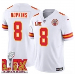 Youth Kansas City Chiefs DeAndre Hopkins #8 White 2024-2025 Super Bowl LIX F U S E Stitched Jersey
