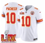Youth Kansas City Chiefs Isiah Pacheco #10 White 2024-2025 Super Bowl LIX F U S E Stitched Jersey