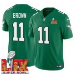Men Philadelphia Eagles A.J. Brown #11 Kelly Green 2024-2025 Super Bowl LIX F U S E Stitched NFL Jersey