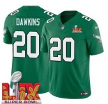 Men Philadelphia Eagles Brian Dawkins #20 Kelly Green 2024-2025 Super Bowl LIX F U S E Stitched NFL Jersey