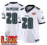 Men Philadelphia Eagles Brian Dawkins #20 White 2024-2025 Super Bowl LIX F U S E Stitched NFL Jersey