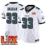 Men Philadelphia Eagles Cooper DeJean #33 White 2024-2025 Super Bowl LIX F U S E Stitched NFL Jersey