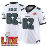 Men Philadelphia Eagles Jason Kelce #62 White 2024-2025 Super Bowl LIX F U S E Stitched NFL Jersey
