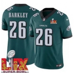Men Philadelphia Eagles Saquon Barkley #26 Green 2024-2025 Super Bowl LIX F U S E Stitched NFL Jersey
