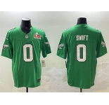 Men's Philadelphia Eagles #0 D'Andre Swift Green 2025 Super Bowl LIX Patch F.U.S.E. Throwback Vapor Untouchable Limited Stitched Football Jersey
