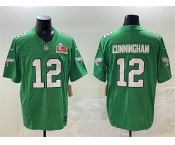 Men's Philadelphia Eagles #12 Randall Cunningham Green 2025 Super Bowl LIX Patch F.U.S.E. Throwback Vapor Untouchable Limited Stitched Football Jersey