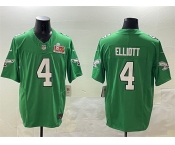 Men's Philadelphia Eagles #4 Jake Elliott Green 2025 Super Bowl LIX Patch F.U.S.E. Throwback Vapor Untouchable Limited Stitched Football Jersey