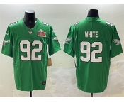 Men's Philadelphia Eagles #92 Reggie White Green 2025 Super Bowl LIX Patch F.U.S.E. Throwback Vapor Untouchable Limited Stitched Football Jersey