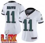 Women Philadelphia Eagles A.J. Brown #11 White 2024-2025 Super Bowl LIX F U S E Stitched NFL Jersey