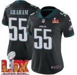 Women Philadelphia Eagles Brandon Graham #55 Black 2024-2025 Super Bowl LIX F U S E Stitched NFL Jersey