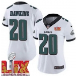 Women Philadelphia Eagles Brian Dawkins #20 White 2024-2025 Super Bowl LIX F U S E Stitched NFL Jersey