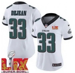 Women Philadelphia Eagles Cooper DeJean #33 White 2024-2025 Super Bowl LIX F U S E Stitched NFL Jersey