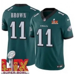 Youth Philadelphia Eagles A.J. Brown #11 Green 2024-2025 Super Bowl LIX F U S E Stitched NFL Jersey