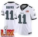 Youth Philadelphia Eagles A.J. Brown #11 White 2024-2025 Super Bowl LIX F U S E Stitched NFL Jersey