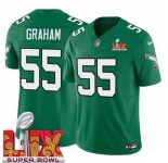 Youth Philadelphia Eagles Brandon Graham #55 Kelly Green 2024-2025 Super Bowl LIX F U S E Stitched NFL Jersey