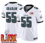 Youth Philadelphia Eagles Brandon Graham #55 White 2024-2025 Super Bowl LIX F U S E Stitched NFL Jersey
