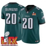 Youth Philadelphia Eagles Brian Dawkins #20 Green 2024-2025 Super Bowl LIX F U S E Stitched NFL Jersey