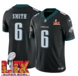 Youth Philadelphia Eagles DeVonta Smith #6 Black 2024-2025 Super Bowl LIX F U S E Stitched NFL Jersey