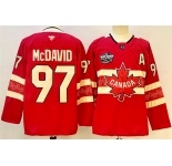 Men's Canada #97 Connor McDavid Red 2025 4 Nations Face-Off Premium Stitched Jersey