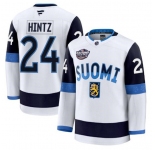 Men's Finland #24 Roope Hintz White 2025 4 Nations Face-Off Premium Stitched Jersey