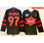 Women's Canada #97 Connor McDavid Black 2025 4 Nations Face-Off Premium With A Patch Stitched Jersey