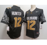 Men's Colorado Buffaloes #12 Travis Hunter Black Gold With XII Patch FUSE Vapor Stitched Jersey