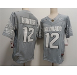 Men's Colorado Buffaloes #12 Travis Hunter Grey With XII Patch 2024 F.U.S.E Stitched Football Jersey