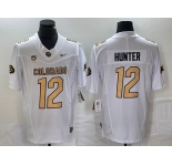 Men's Colorado Buffaloes #12 Travis Hunter White 2023 F.U.S.E. Stitched Football Jersey