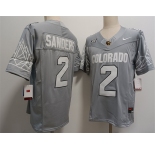 Men's Colorado Buffaloes #2 Shadeur Sanders Grey With XII Patch 2024 F.U.S.E Stitched Football Jersey