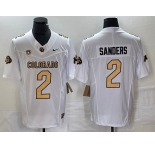 Men's Colorado Buffaloes #2 Shedeur Sanders White 2023 F.U.S.E. Stitched Football Jersey