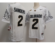 Men's Colorado Buffaloes #2 Shedeur Sanders White Black 2024 Limited FUSE College Football Jersey