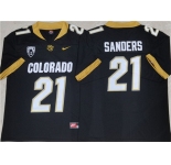 Men's Colorado Buffaloes #21 Shilo Sanders Black 2023 With PAC-12 Patch Stitched Football Jersey