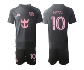 Men's Inter Miami CF #10 Lionel Messi 2025 Black Away Soccer Jersey Suit