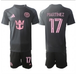 Men's Inter Miami CF #17 Josef MartÃnez 2025 Black Away Soccer Jersey Suit