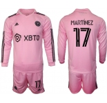 Men's Inter Miami CF #17 MartÃnez 2023-24 Pink Home Soccer Jersey Suit