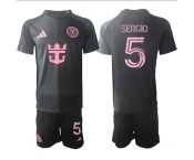 Men's Inter Miami CF #5 Sergio 2025 Black Away Soccer Jersey Suit